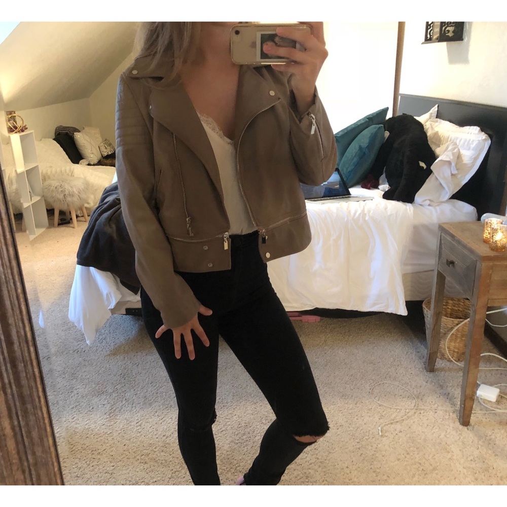 Faux leather biker jacket